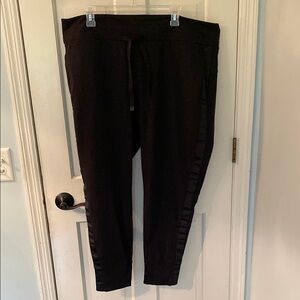 Athleta Black Sweatpants with Tapered Leg Design and Tuxedo Stripe
